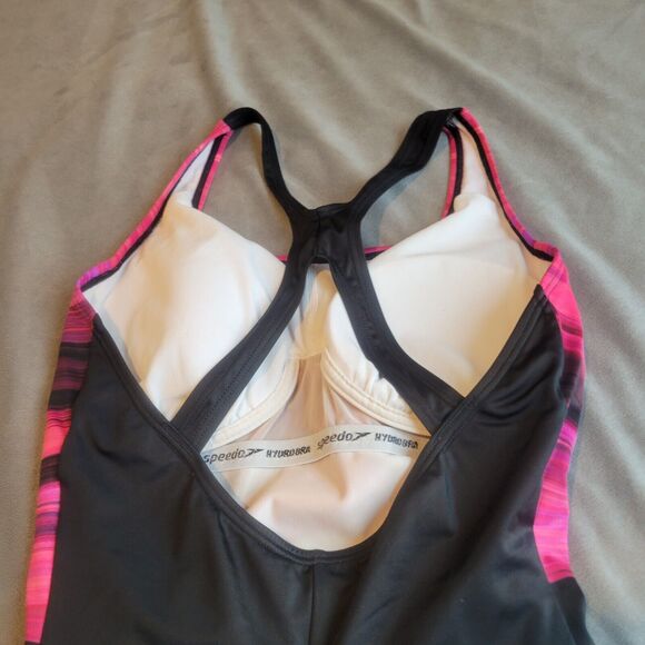 Speedo Swim Womens Size 10 Black Beach One-Piece Powerflex Eco Swimsuit Modesty - Picture 12 of 13